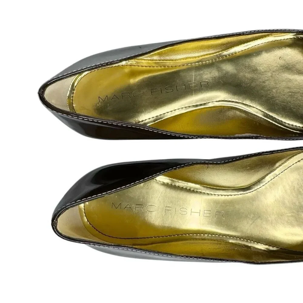 Marc Fisher brown patent leather Belinda ballet flats size 7.5